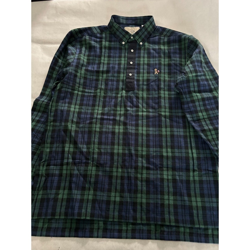 Zach Ryan Blackwatch Plaid XL Long Sleeve Flannel Popover Henley Oxford‎ Tartan
